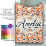 Modern Abstract Seal on Orange Wave Seamless Pattern Lovely  Personalised Custom Name Super Soft Fleece Blanket Bed Sofa Throw