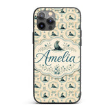 Elegant Seal Cameo Frames with Floral Vintage Custom Name Protective Phone Case Mobile Cover Durable Everyday Smartphone Shock Resistant