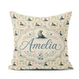 Custom Name Elegant Seal Cameo Frames with Floral Beige Seamless Square Filled Cushion Throw Pillow Sofa Bed Home Decor Zip Washable UK Made