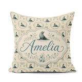 Custom Name Elegant Seal Cameo Frames with Floral Beige Seamless Square Filled Cushion Throw Pillow Sofa Bed Home Decor Zip Washable UK Made