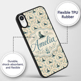Elegant Seal Cameo Frames with Floral Vintage Custom Name Protective Phone Case Mobile Cover Durable Everyday Smartphone Shock Resistant