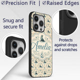 Elegant Seal Cameo Frames with Floral Vintage Custom Name Protective Phone Case Mobile Cover Durable Everyday Smartphone Shock Resistant