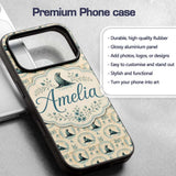 Elegant Seal Cameo Frames with Floral Vintage Custom Name Protective Phone Case Mobile Cover Durable Everyday Smartphone Shock Resistant