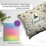 Custom Name Elegant Seal Cameo Frames with Floral Beige Seamless Square Filled Cushion Throw Pillow Sofa Bed Home Decor Zip Washable UK Made