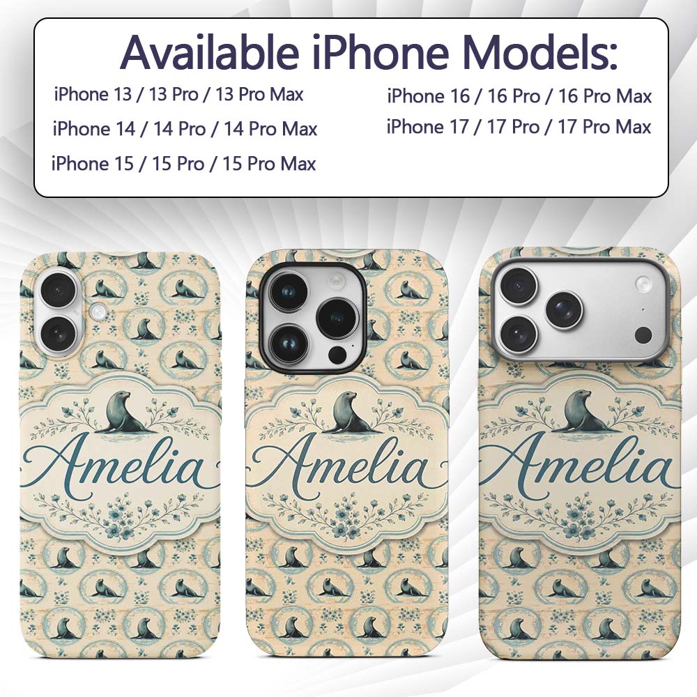 Elegant Seal Cameo Frames with Floral Vintage Custom Name Protective Phone Case Mobile Cover Durable Everyday Smartphone Shock Resistant