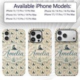 Elegant Seal Cameo Frames with Floral Vintage Custom Name Protective Phone Case Mobile Cover Durable Everyday Smartphone Shock Resistant