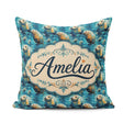 Custom Name Minimalist Seal with Botanical Soft Neutral Seamless Square Filled Cushion Throw Pillow Sofa Bed Home Decor Zip Washable UK Made