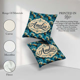 Custom Name Minimalist Seal with Botanical Soft Neutral Seamless Square Filled Cushion Throw Pillow Sofa Bed Home Decor Zip Washable UK Made