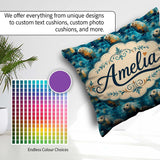 Custom Name Minimalist Seal with Botanical Soft Neutral Seamless Square Filled Cushion Throw Pillow Sofa Bed Home Decor Zip Washable UK Made