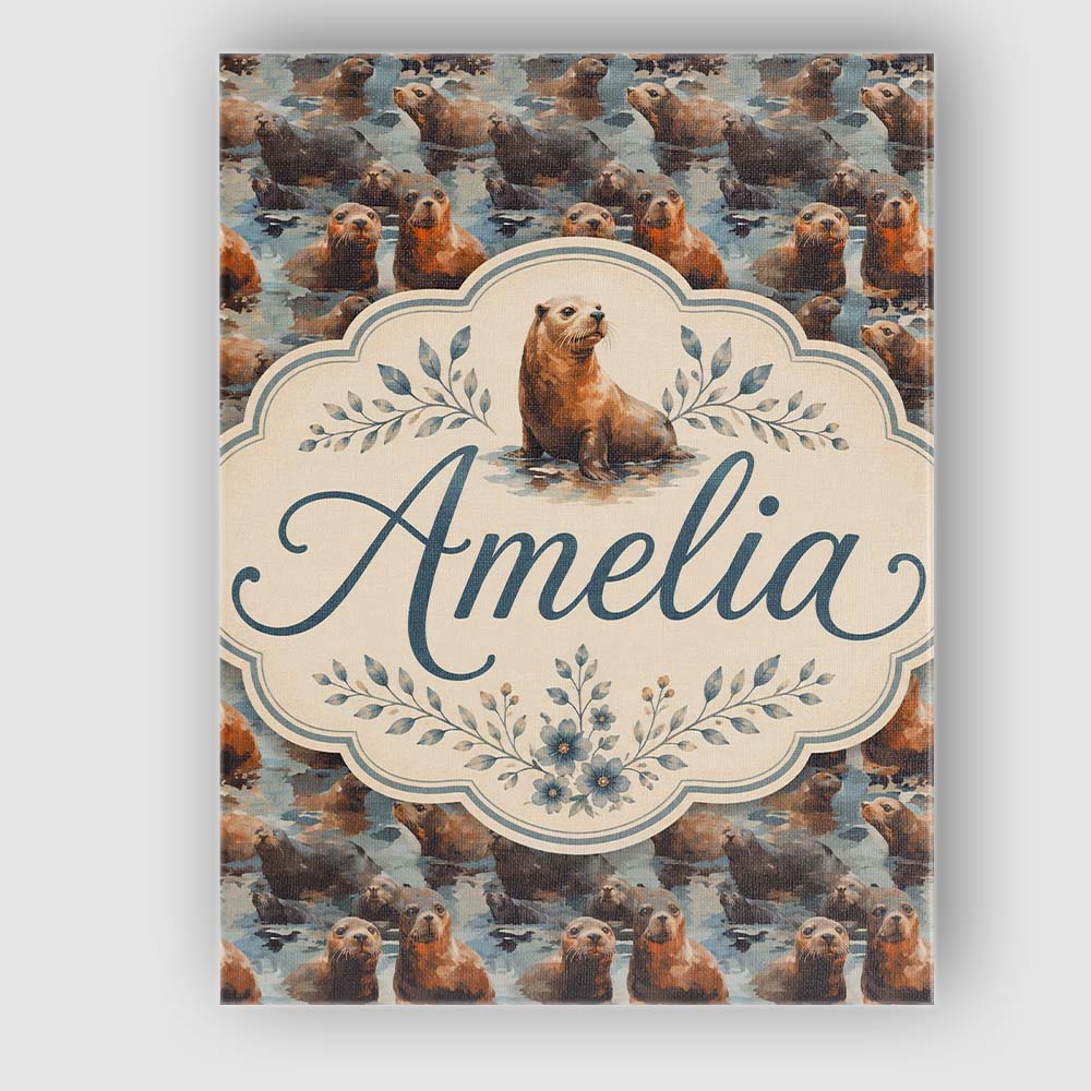 Personalised Name Cute Cartoon Seal Shapes Custom  Unique Gift Idea Elegant Feature Canvas Wall Art Print Decor Picture Ready to Hang
