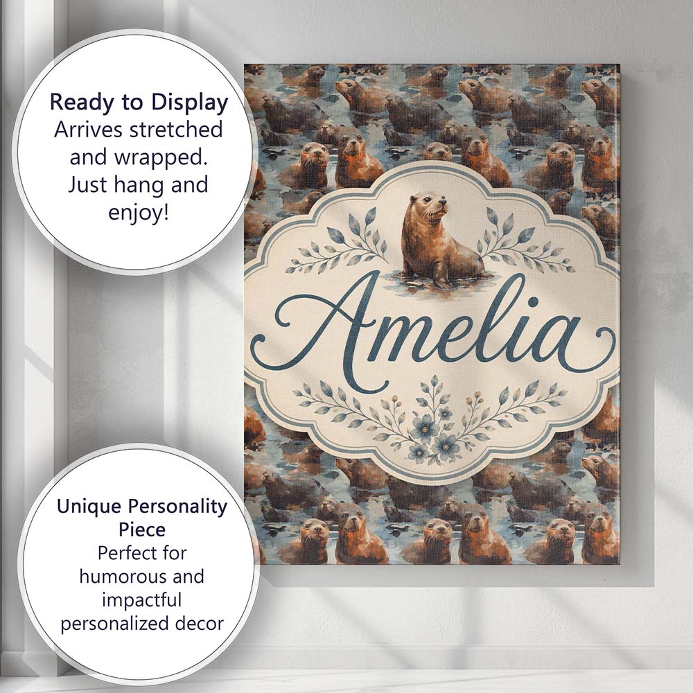 Personalised Name Cute Cartoon Seal Shapes Custom  Unique Gift Idea Elegant Feature Canvas Wall Art Print Decor Picture Ready to Hang