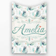 Painterly Seals Swimming in Deep Blue Ocean Artistic Seamless Lovely  Personalised Custom Name Super Soft Fleece Blanket Bed Sofa Throw