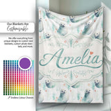 Painterly Seals Swimming in Deep Blue Ocean Artistic Seamless Lovely  Personalised Custom Name Super Soft Fleece Blanket Bed Sofa Throw