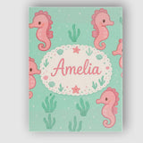 Personalised Name Cute Seahorse Ocean Cartoon Animal Pattern Stylish Custom  Home Canvas Wall Art Print Decor Picture Ready to Hang