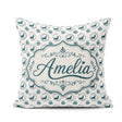 Custom Name Soft Watercolour Seal Faces with Sea Plants Seamless Square Filled Cushion Throw Pillow Sofa Bed Home Decor Zip Washable UK Made