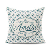 Custom Name Soft Watercolour Seal Faces with Sea Plants Seamless Square Filled Cushion Throw Pillow Sofa Bed Home Decor Zip Washable UK Made