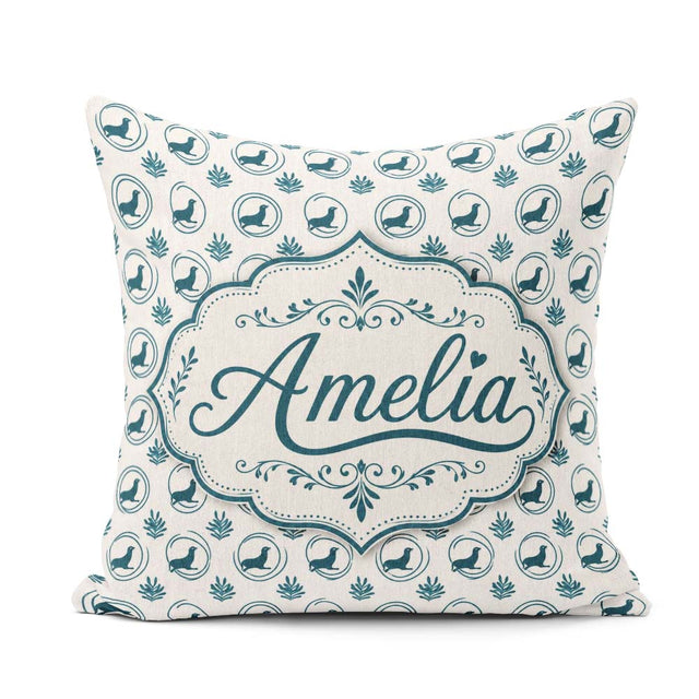 Custom Name Soft Watercolour Seal Faces with Sea Plants Seamless Square Filled Cushion Throw Pillow Sofa Bed Home Decor Zip Washable UK Made