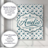 Personalised Name Soft Watercolour Seal Custom  Modern Room Accent Elegant Feature Canvas Wall Art Print Decor Picture Ready to Hang