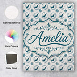 Personalised Name Soft Watercolour Seal Custom  Modern Room Accent Elegant Feature Canvas Wall Art Print Decor Picture Ready to Hang