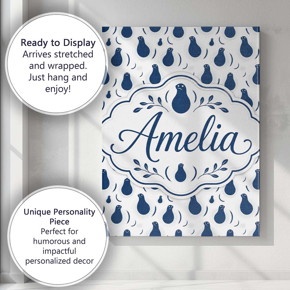 Personalised Name Dark Moody Seal Portraits Custom  Bespoke Interior Contemporary Canvas Wall Art Print Decor Picture Ready to Hang