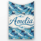Simple Seal Silhouettes with Leaf Motif Clean Design Seamless Lovely  Personalised Custom Name Super Soft Fleece Blanket Bed Sofa Throw