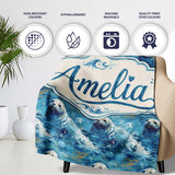 Simple Seal Silhouettes with Leaf Motif Clean Design Seamless Lovely  Personalised Custom Name Super Soft Fleece Blanket Bed Sofa Throw
