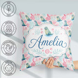 Custom Name Playful Blue Seal Characters Minimal Repeat Seamless Square Filled Cushion Throw Pillow Sofa Bed Home Decor Zip Washable UK Made