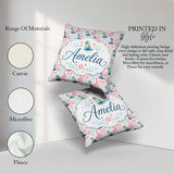 Custom Name Playful Blue Seal Characters Minimal Repeat Seamless Square Filled Cushion Throw Pillow Sofa Bed Home Decor Zip Washable UK Made