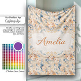 Artistic Female Portrait Cream Blue Abstract Pattern Lovely  Personalised Custom Name Super Soft Fleece Blanket Bed Sofa Throw