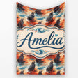 Bright Blue Ocean Seal Swimming Waves Artistic Seamless Pattern  Personalised Custom Name Super Soft Fleece Blanket Bed Sofa Throw