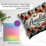 Custom Name Bright Blue Ocean Swimming Artistic Seamless Pattern Square Filled Cushion Throw Pillow Sofa Bed Home Decor Zip Washable UK Made