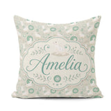 Custom Name Seal and Coral Pastel Ocean Scene Seamless Pattern Square Filled Cushion Throw Pillow Sofa Bed Home Decor Zip Washable UK Made