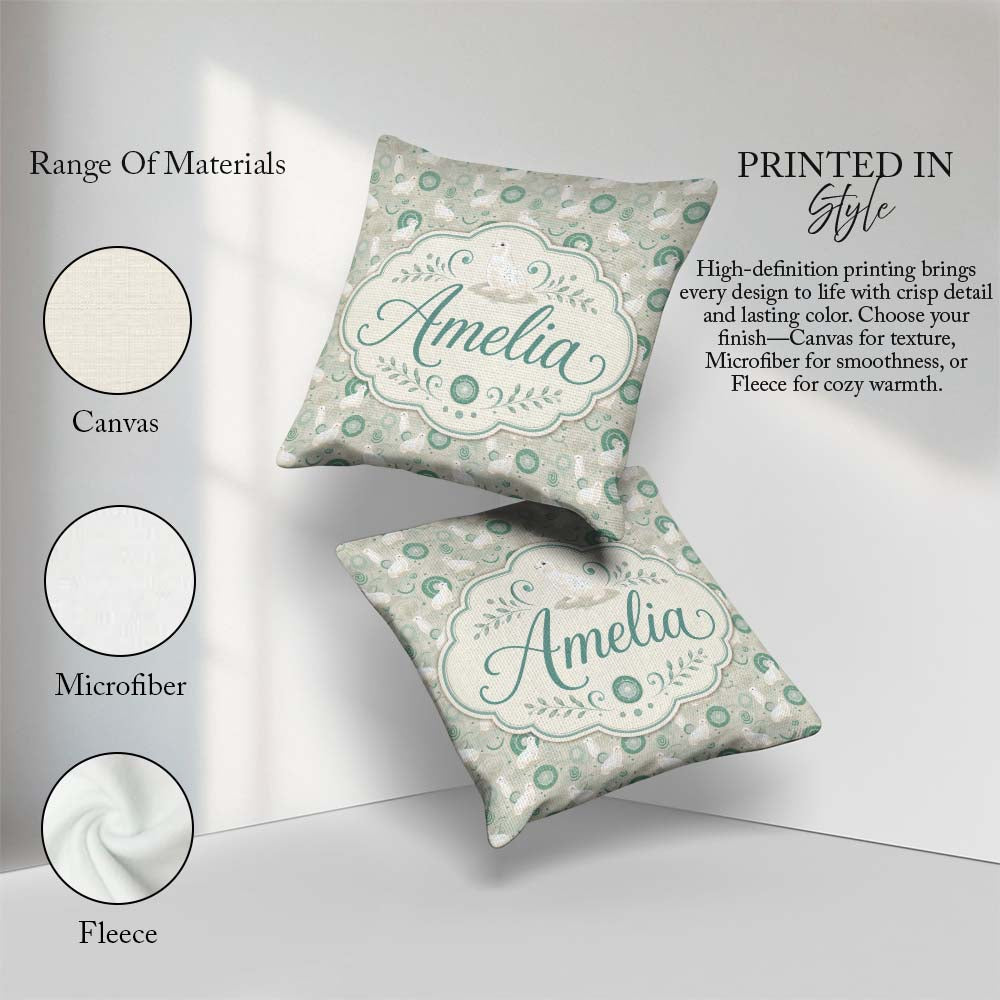 Custom Name Seal and Coral Pastel Ocean Scene Seamless Pattern Square Filled Cushion Throw Pillow Sofa Bed Home Decor Zip Washable UK Made