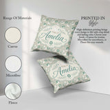 Custom Name Seal and Coral Pastel Ocean Scene Seamless Pattern Square Filled Cushion Throw Pillow Sofa Bed Home Decor Zip Washable UK Made