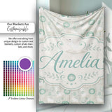 Cute Seal and Coral Watercolour Pastel Ocean Scene Seamless Pattern  Personalised Custom Name Super Soft Fleece Blanket Bed Sofa Throw