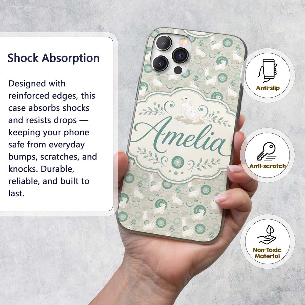 Cute Seal and Coral Watercolour Pastel Ocean Custom Name Protective Phone Case Mobile Cover Durable Everyday Smartphone Shock Resistant