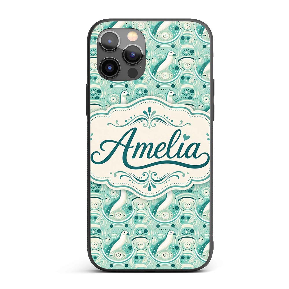 Decorative Stylised Seals with Swirl Ocean Motifs Custom Name Protective Phone Case Mobile Cover Durable Everyday Smartphone Shock Resistant