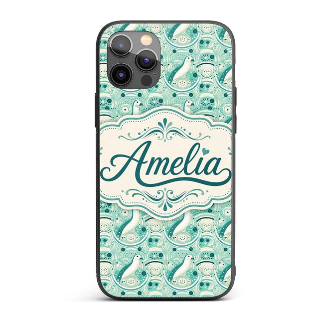 Decorative Stylised Seals with Swirl Ocean Motifs Custom Name Protective Phone Case Mobile Cover Durable Everyday Smartphone Shock Resistant