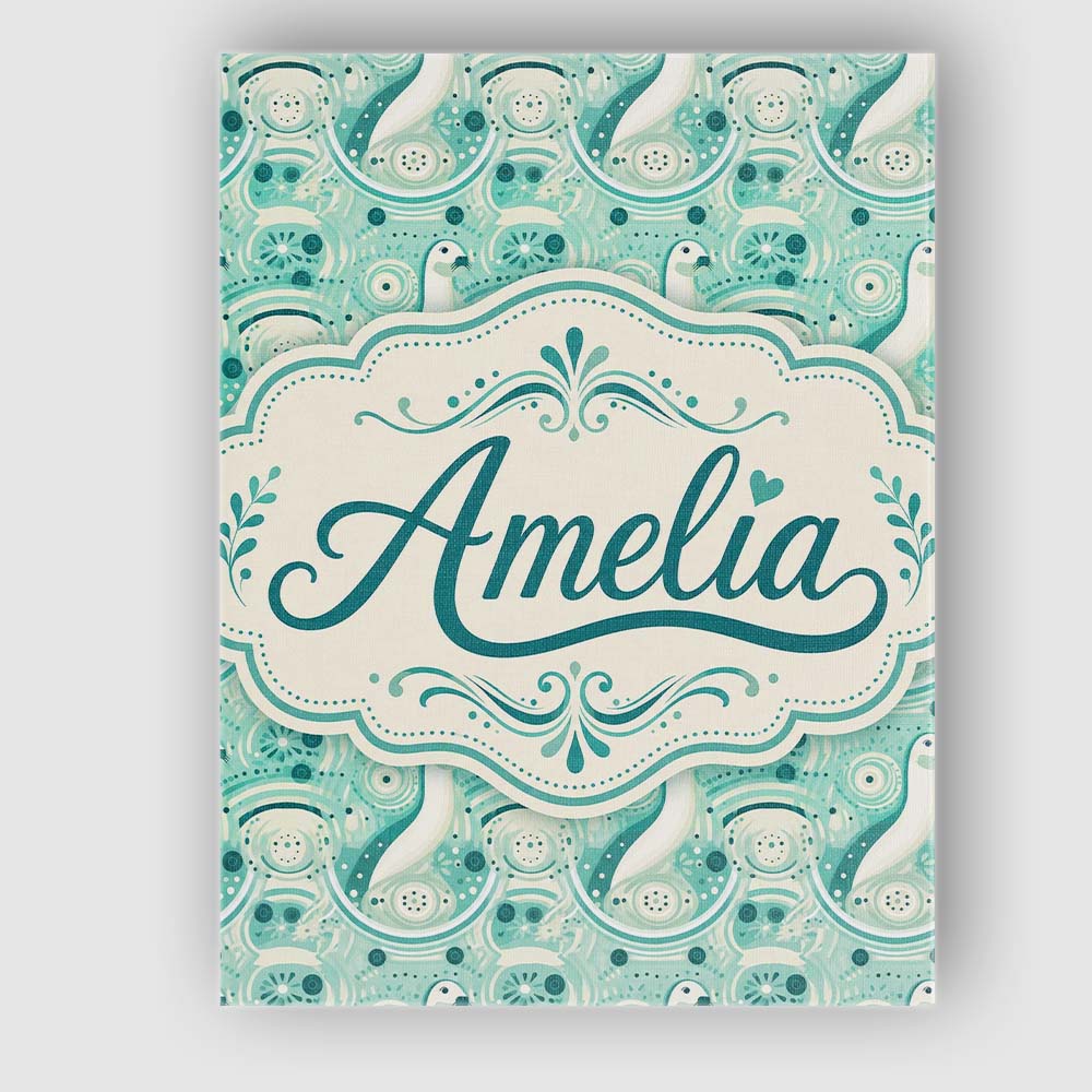 Personalised Name Decorative Stylised Seals Custom  Bespoke Interior Contemporary Canvas Wall Art Print Decor Picture Ready to Hang