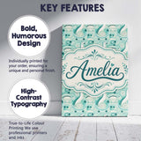 Personalised Name Decorative Stylised Seals Custom  Bespoke Interior Contemporary Canvas Wall Art Print Decor Picture Ready to Hang