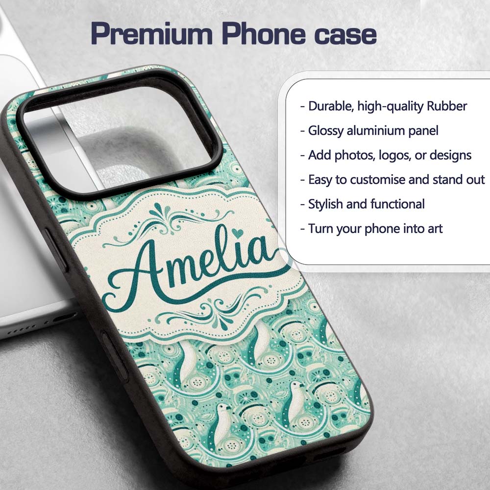 Decorative Stylised Seals with Swirl Ocean Motifs Custom Name Protective Phone Case Mobile Cover Durable Everyday Smartphone Shock Resistant