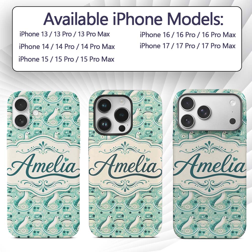 Decorative Stylised Seals with Swirl Ocean Motifs Custom Name Protective Phone Case Mobile Cover Durable Everyday Smartphone Shock Resistant