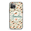 Cute Shrimp with Green Botanical Printed Design Custom Name Protective Phone Case Mobile Cover Durable Everyday Smartphone Shock Resistant