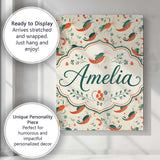 Personalised Name Cute Shrimp with Green Custom  Unique Gift Idea Elegant Feature Canvas Wall Art Print Decor Picture Ready to Hang