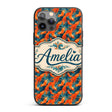 Cute Painterly Orange Shrimp with Flowing Ocean Custom Name Protective Phone Case Mobile Cover Durable Everyday Smartphone Shock Resistant