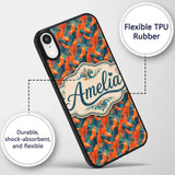 Cute Painterly Orange Shrimp with Flowing Ocean Custom Name Protective Phone Case Mobile Cover Durable Everyday Smartphone Shock Resistant
