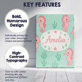 Personalised Name Cute Seahorse Ocean Cartoon Animal Pattern Stylish Custom  Home Canvas Wall Art Print Decor Picture Ready to Hang