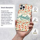Cute Fresh Seafood Shrimp with Herbs and Citrus Custom Name Protective Phone Case Mobile Cover Durable Everyday Smartphone Shock Resistant