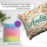 Custom Name Fresh Seafood Shrimp with Herbs and Seamless Pattern Square Filled Cushion Throw Pillow Sofa Bed Home Decor Zip Washable UK Made