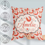 Custom Name Stylised Coral Shrimp with Elements Seamless Pattern Square Filled Cushion Throw Pillow Sofa Bed Home Decor Zip Washable UK Made